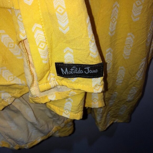 Matilda Jane Womens Medium Yellow Arrows Bell Sleeve Button Front Blouse Size M - Picture 7 of 9